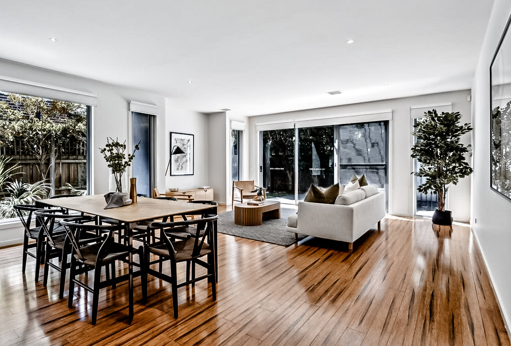 Property Styling Bentleigh - Combined Living and Dining Room Space